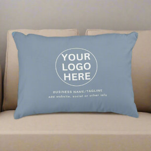 Clean Dusty Blue l Business Logo Promotional Accent Pillow