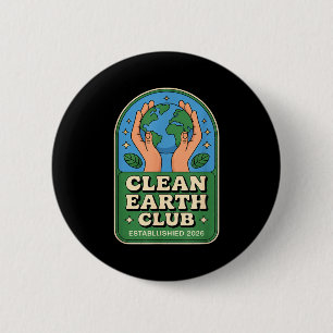 Clean earth club - eco kids environmental badge 2 inch round button