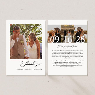 Clean Elegant Calligrpahy Vertical Wedding Photo Thank You Card