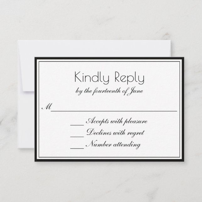 Clean Elegant RSVP with Any Colour Border Card (Front)