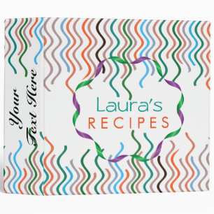 Clean Elegant Swirl Curves Confetti Recipe Binder