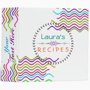 Clean Elegant Swirl Curves Confetti Recipe Binder