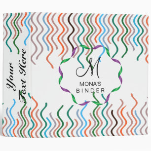 Clean Elegant Swirl Curves Confetti Recipe Binder