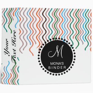 Clean Elegant Swirl Curves Confetti Recipe Binder