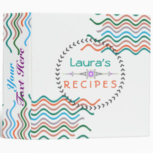 Clean Elegant Swirl Curves Confetti Recipe Binder