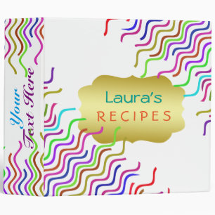 Clean Elegant Swirl Curves Gold Recipe Binder