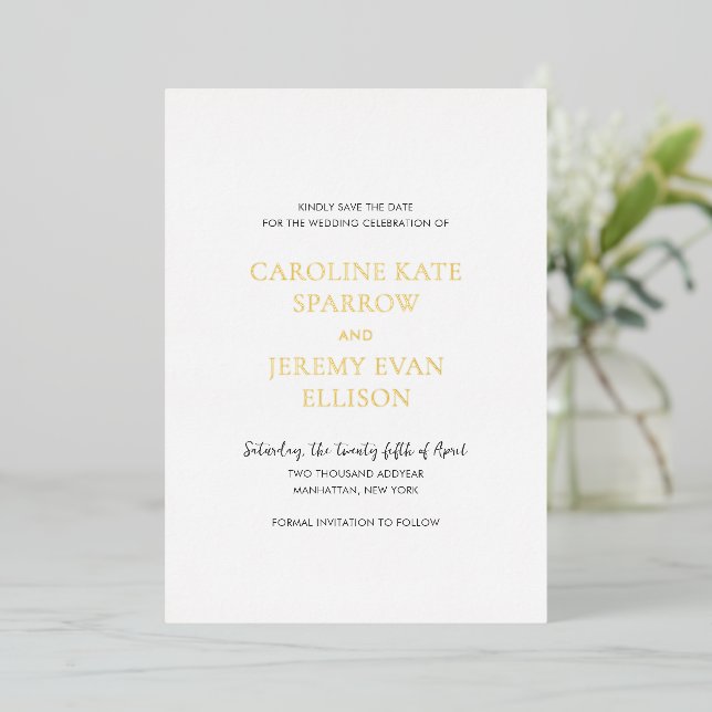 Clean Elegant Wedding Save the Date (Standing Front)