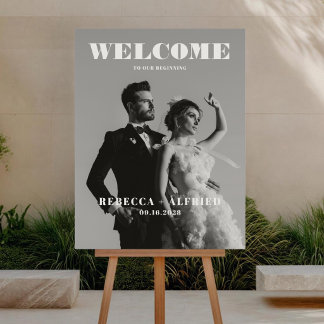 Clean Elegant Wedding Welcome Sign Poster Photo