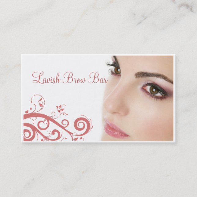 Clean Floral Cosmetology Business Card (Pnk) (Front)