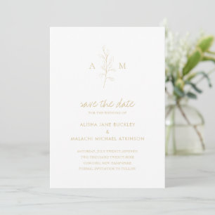 Clean Gold Botanical Elegant Wedding Save The Date