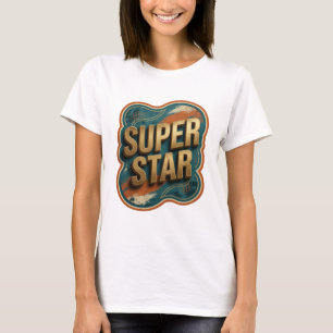 Clean Gold SUPER STAR Design T-Shirt