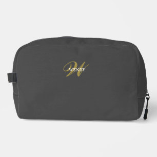 Clean Gray Black l Elegant Luxury Monogrammed Dopp Kit