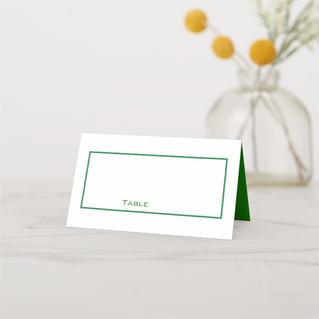 Clean Green and White Place card (Front)