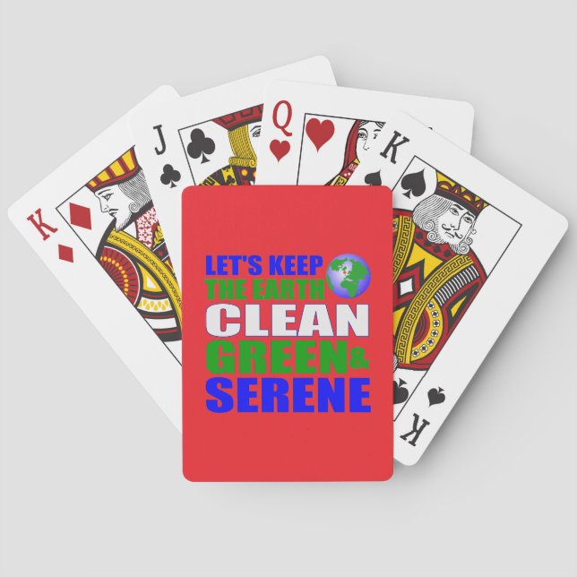 Clean green earth global warming playing cards (Back)