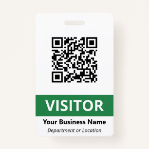 Clean Green White Visitor Your QR Code Badge