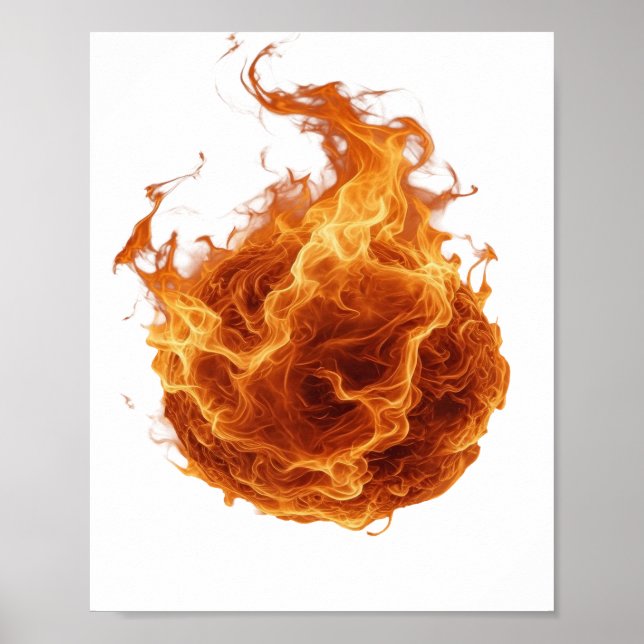 Clean Grey FIRE BALL Design Poster (Front)