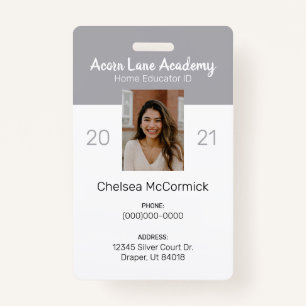 Clean Grey Homeschool Educator ID Badge