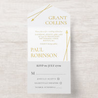 Clean Grey White Gold Arrow Minimalist Wedding