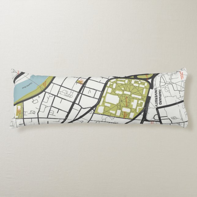 CLEAN HARVARD UNIVERSITY MASSACHUSETTS OUTLINE MAP BODY PILLOW (Front)