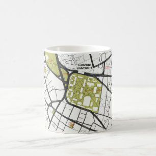 CLEAN HARVARD UNIVERSITY MASSACHUSETTS OUTLINE MAP COFFEE MUG