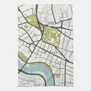 CLEAN HARVARD UNIVERSITY MASSACHUSETTS OUTLINE MAP KITCHEN TOWEL