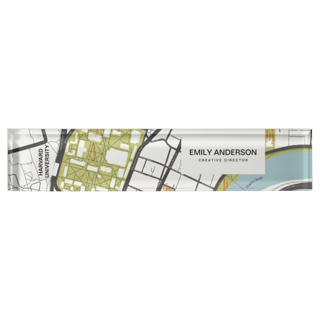 CLEAN HARVARD UNIVERSITY MASSACHUSETTS OUTLINE MAP NAMEPLATE (Front)