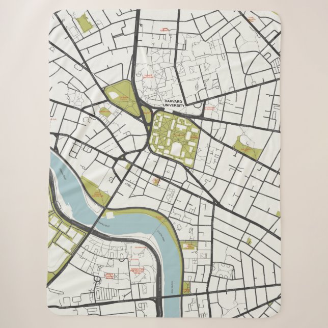 CLEAN HARVARD UNIVERSITY MASSACHUSETTS OUTLINE MAP SHERPA BLANKET (Front)