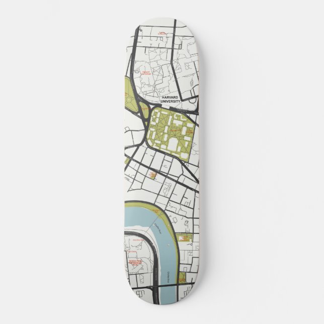 CLEAN HARVARD UNIVERSITY MASSACHUSETTS OUTLINE MAP SKATEBOARD (Front)