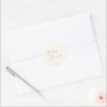 Clean Ivory and Gold Elegant Wedding Classic Round Sticker<br><div class="desc">Elegant wedding stickers featuring a timeless design with your names in script.</div>