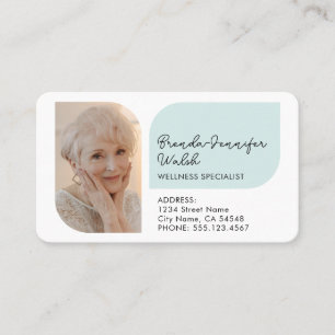 Clean Light Mint Green Photo And Logo Social Media Business Card