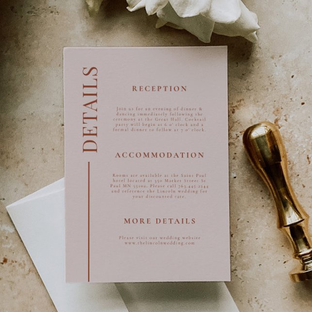 Clean Line Terracotta Wedding Details Enclosure Card (Creator Uploaded)