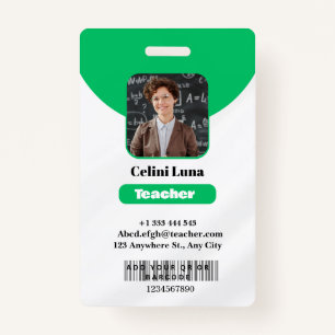 Clean Lines & Class: Minimalist Green Teacher ID Badge