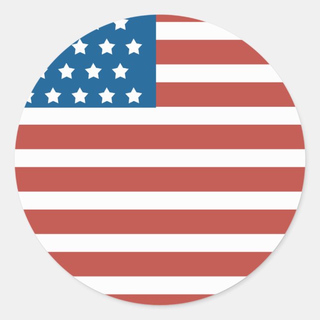 Clean Lines US Flag 4th of July Classic Round Sticker (Front)