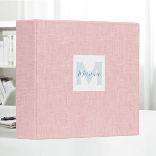 Clean Minimal Beige Linen Personalized Monogram Binder