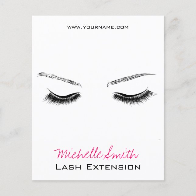 Clean Minimal Black Lash Extension Beauty Salon Flyer (Front)