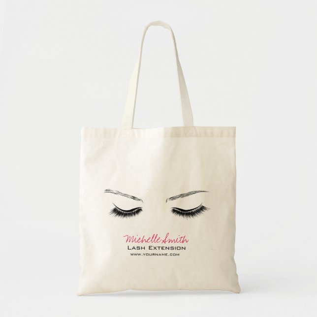 Clean Minimal Black Lash Extension Beauty Salon Tote Bag (Front)