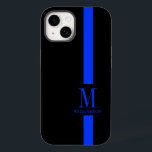 Clean & Minimal Monogram | Thin Blue Line | Police Case-Mate iPhone 14 Case<br><div class="desc">Featuring a clever yet minimal look that will turn heads, this iPhone Case is branded with the custom monogram and name of the service team member integrated into the classic thin blue line stripe. The thin blue line is a token representation of the US police force. This is something that...</div>