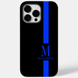 Clean & Minimal Monogram   Thin Blue Line   Police Case-Mate iPhone 14 Pro Max Case