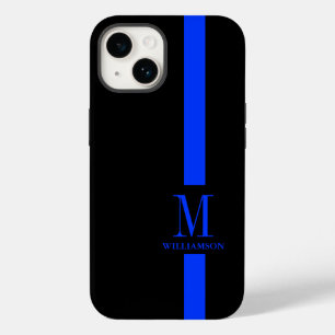 Clean & Minimal Monogram Thin Blue Line Police iPhone 14 Case