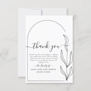 Clean Minimal Text Script Funeral Thank You Card