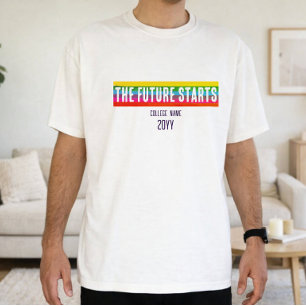 Clean Minimal The Future Starts Rainbow Grad Shirt