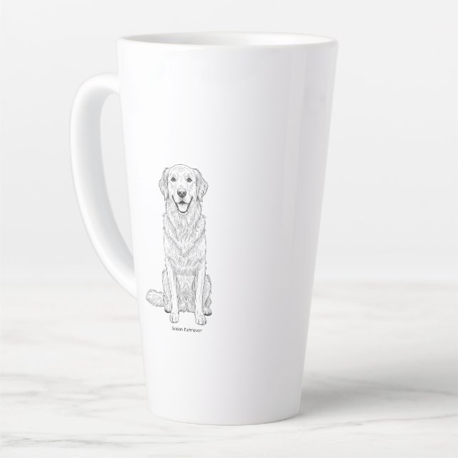 Clean Minimalist Golden Retriever Line Art  Latte Mug (Left Angle)