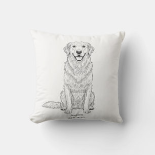 Clean Minimalist Golden Retriever Line Art  Throw Pillow