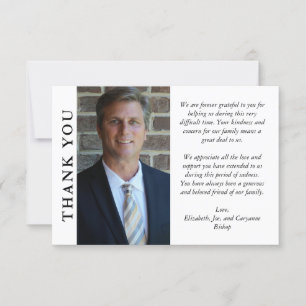 Clean Minimalist Photo Funeral Sympathy Thank You Card