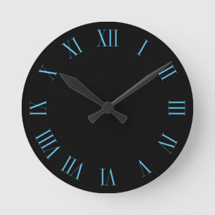 Clean, minimalist roman numeral in custom color round clock