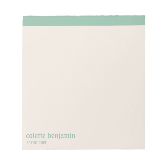 Clean Minimalist Turquoise-Green & Pale Peach Notepad (Front)