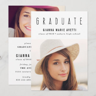 Clean & Modern 2 Photo Graduation Invitation