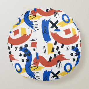 Clean Modern Abstract Pattern   Colorful Artistic  Round Pillow