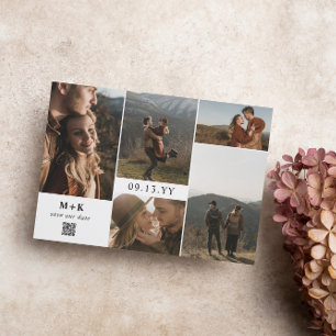 Clean Modern Initials Photos QR Code Save the Date