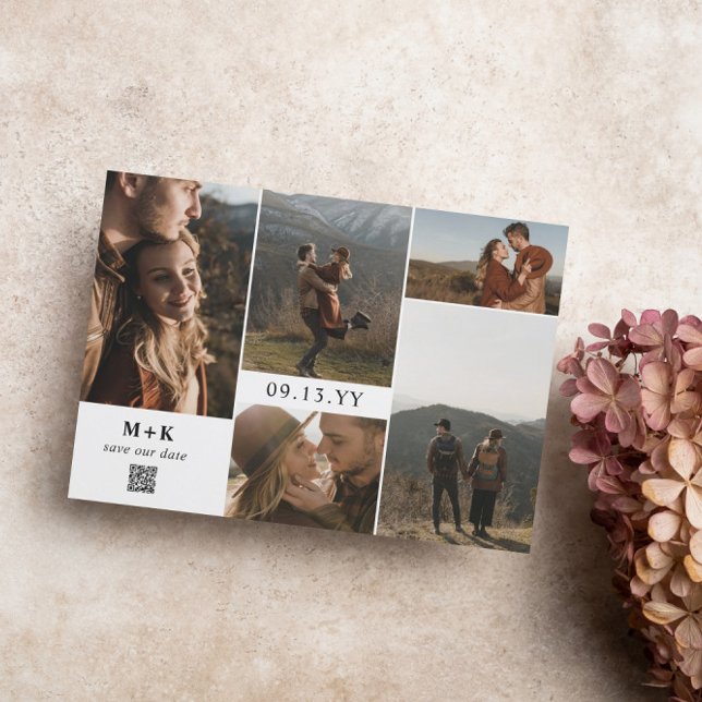 Clean Modern Initials Photos QR Code Save the Date (Creator Uploaded)